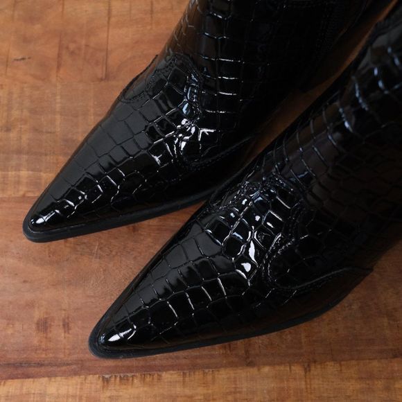 Truffle Collection Black Croc Western Boots - Picture 6 of 7